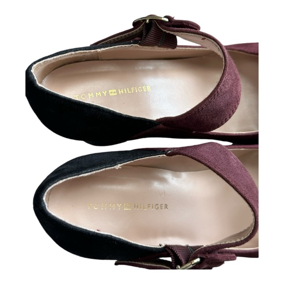 Tommy Hilfiger Women's TWVENTUR Mary Jane Suede Heels Burgundy Black Size 6.5 - Picture 6 of 11